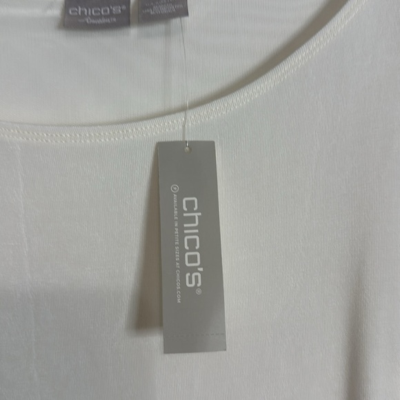 NWT Chico’s Travelers Ivory Tunic Top Size 3 Chiffon Pleat Asymmetrical Hem - Picture 5 of 6